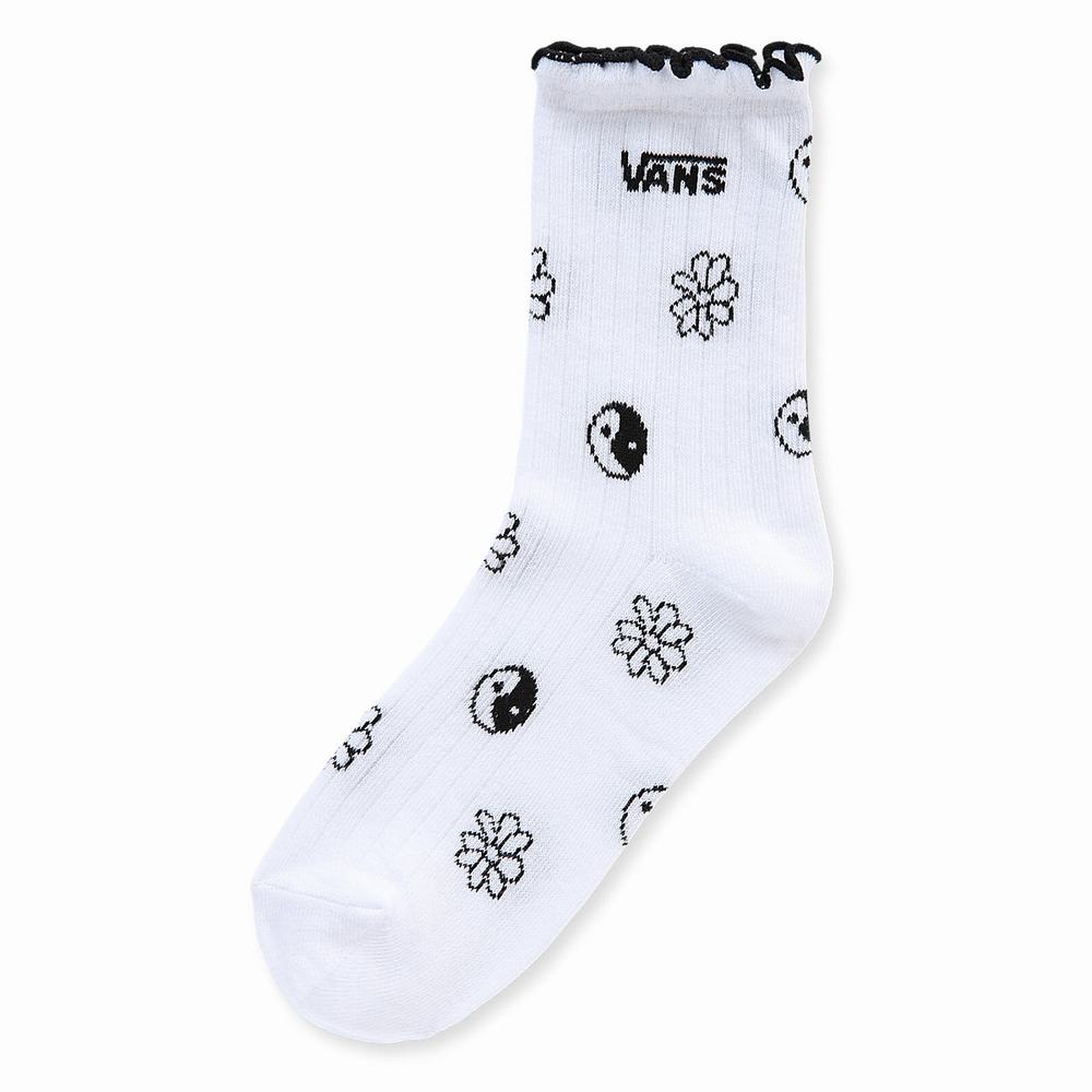 Women\'s Vans Ruffle Crew (1 pair) Socks White | USA39478