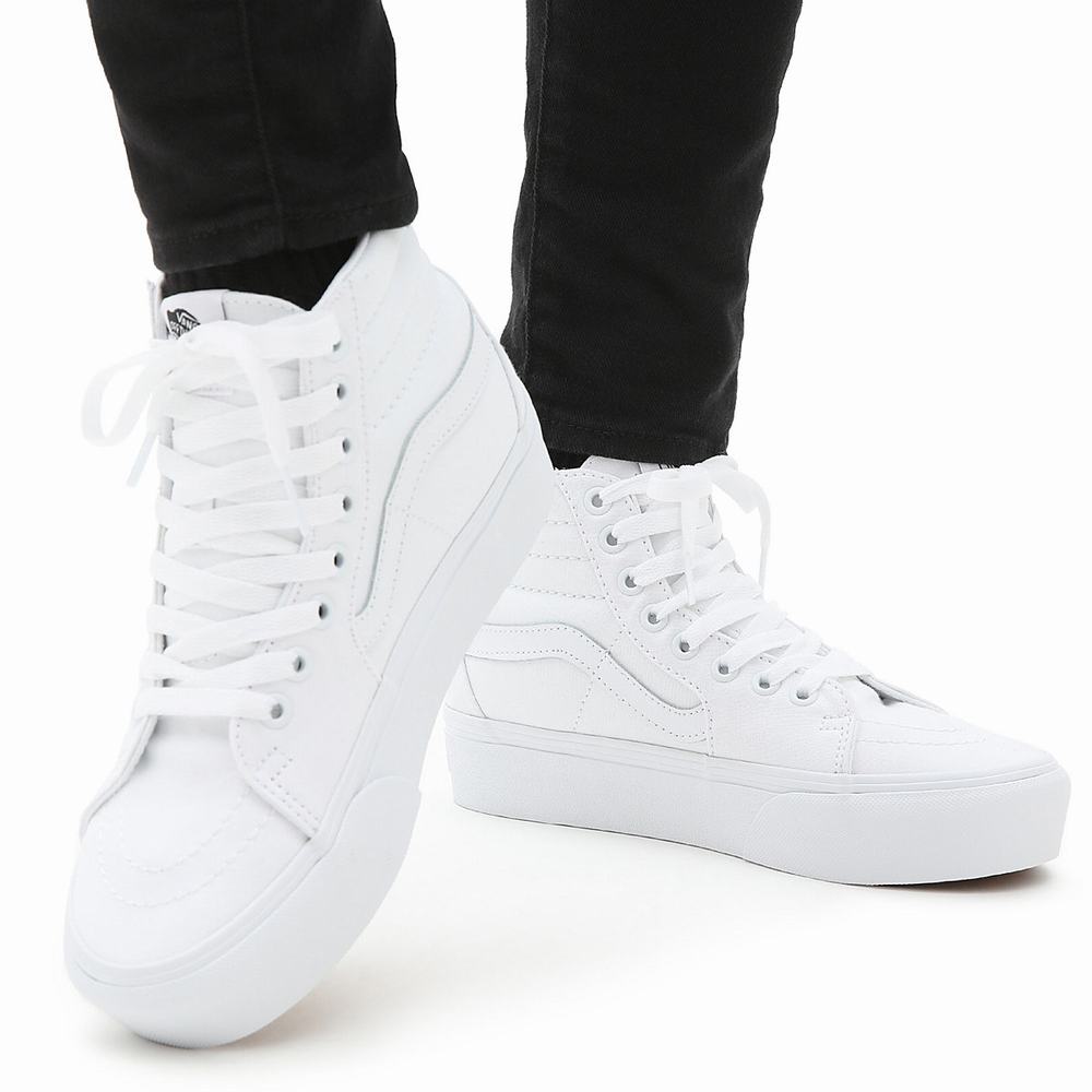 Women's Vans SK8-Hi Platform 2.0 Platform Shoes White | USA46158