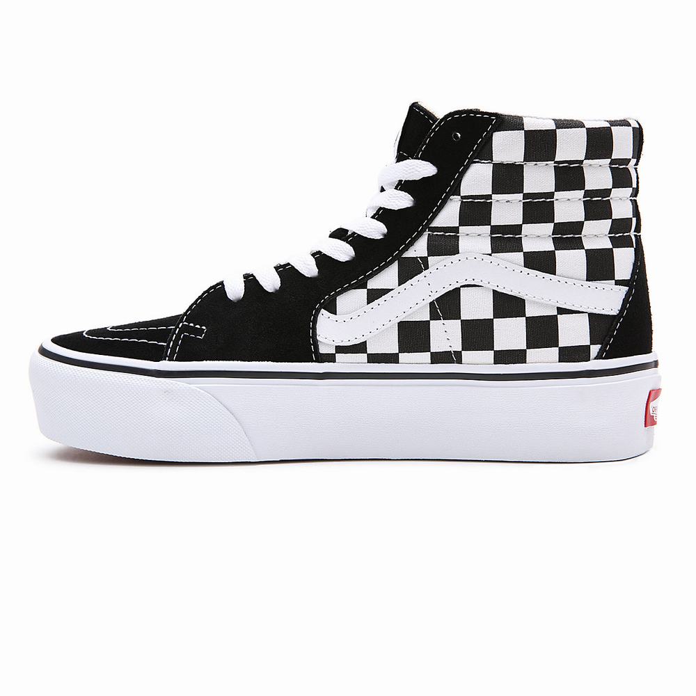 Women's Vans SK8-Hi Platform 2.0 Platform Shoes Black / White | USA58041