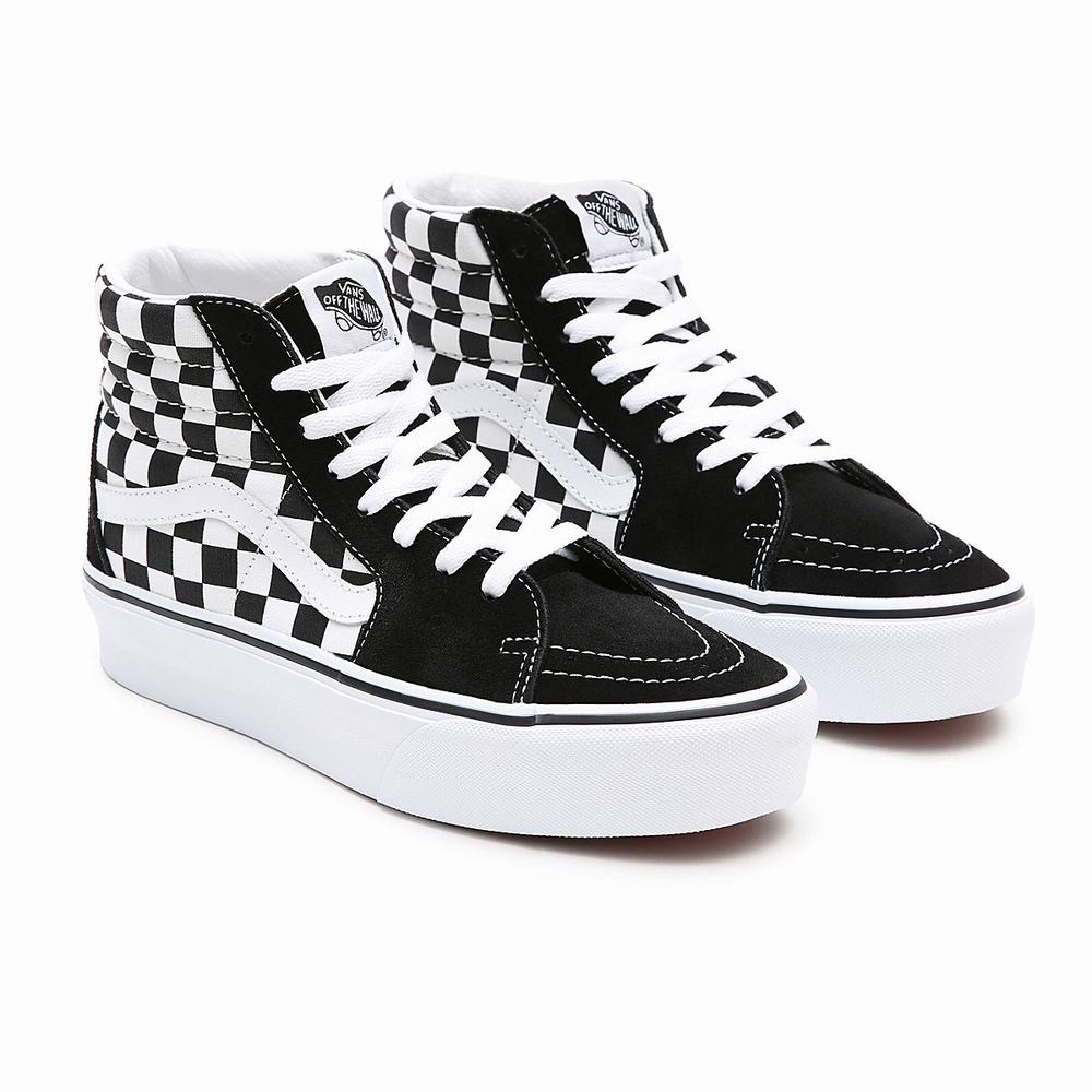 Women\'s Vans SK8-Hi Platform 2.0 Platform Shoes Black / White | USA58041