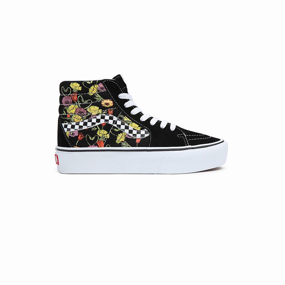 Women's Vans SK8-Hi Platform 2.0 Platform Shoes Black / Multicolor | USA93574