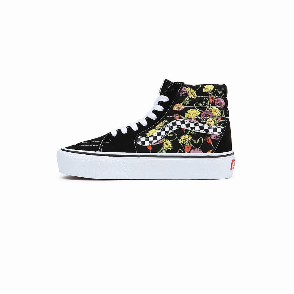 Women's Vans SK8-Hi Platform 2.0 Platform Shoes Black / Multicolor | USA93574