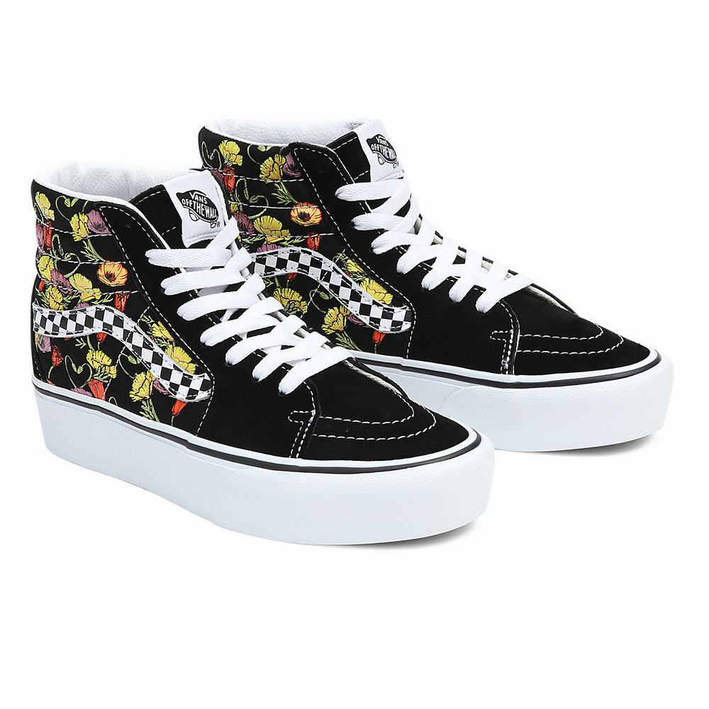 Women\'s Vans SK8-Hi Platform 2.0 Platform Shoes Black / Multicolor | USA93574