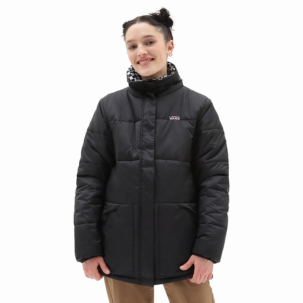 Women\'s Vans Send It Reversible MTE Puffer Jackets Black | USA02678