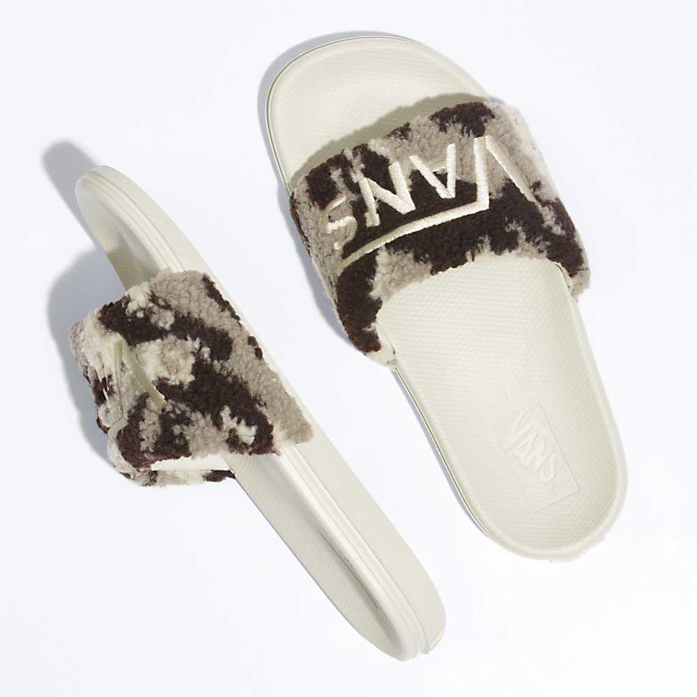 Women's Vans Sherpa Camo La Costa Slide-On Slides Brown | USA34982