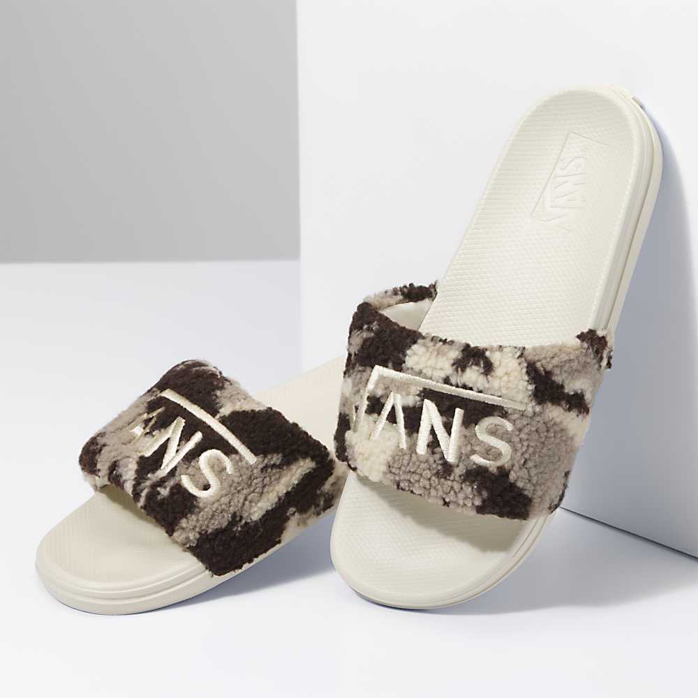 Women's Vans Sherpa Camo La Costa Slide-On Slides Brown | USA34982