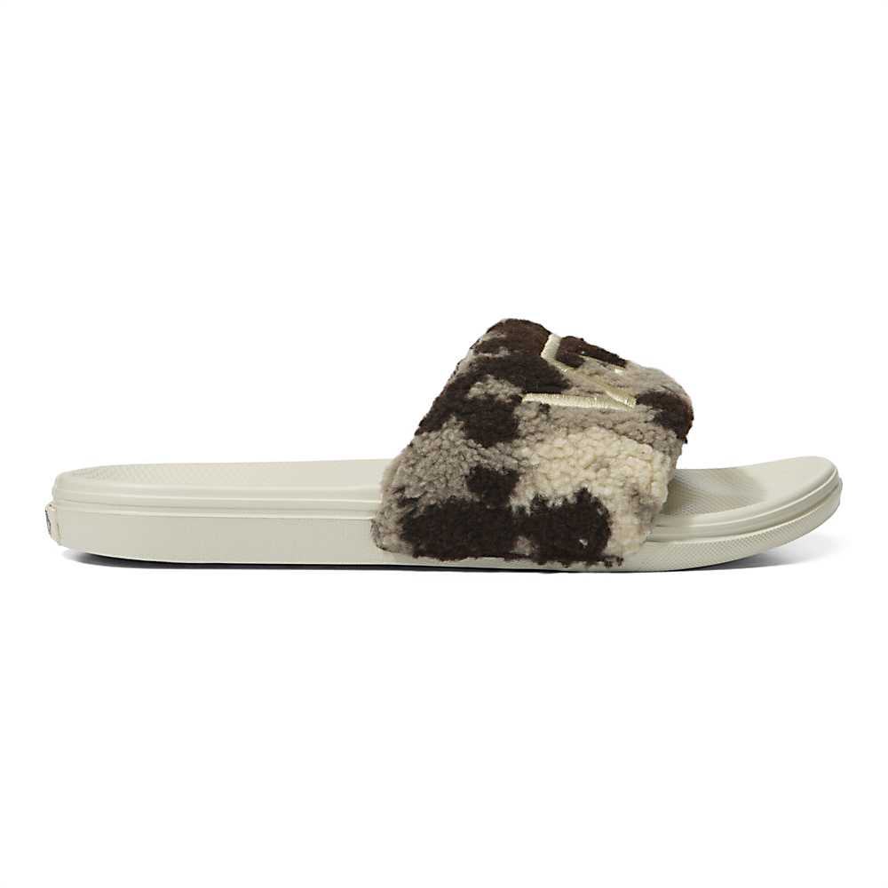 Women's Vans Sherpa Camo La Costa Slide-On Slides Brown | USA34982