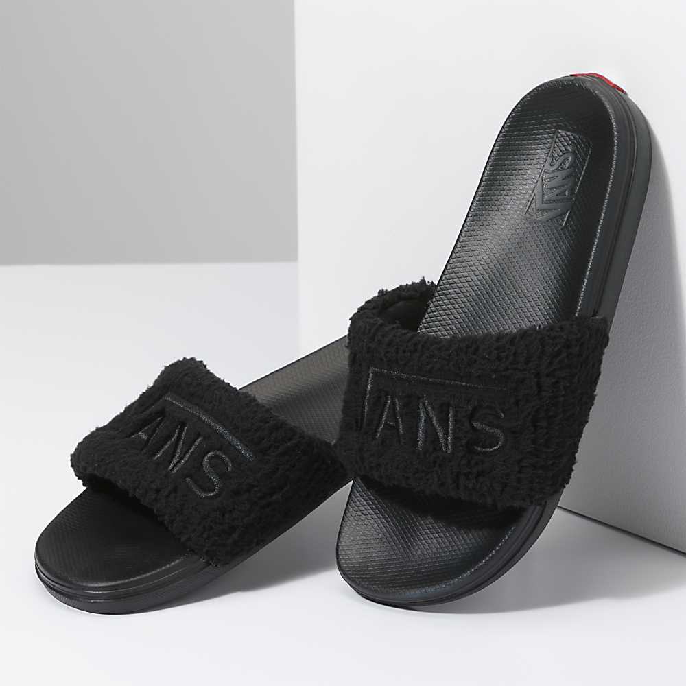 Women's Vans Sherpa La Costa Slide-On Slides Black | USA96752