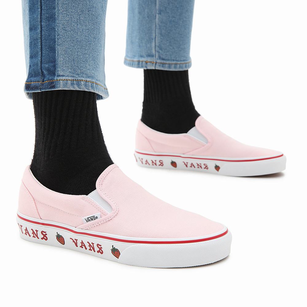 Women's Vans Sidewall Print Classic Slip On Shoes Pink | USA10986