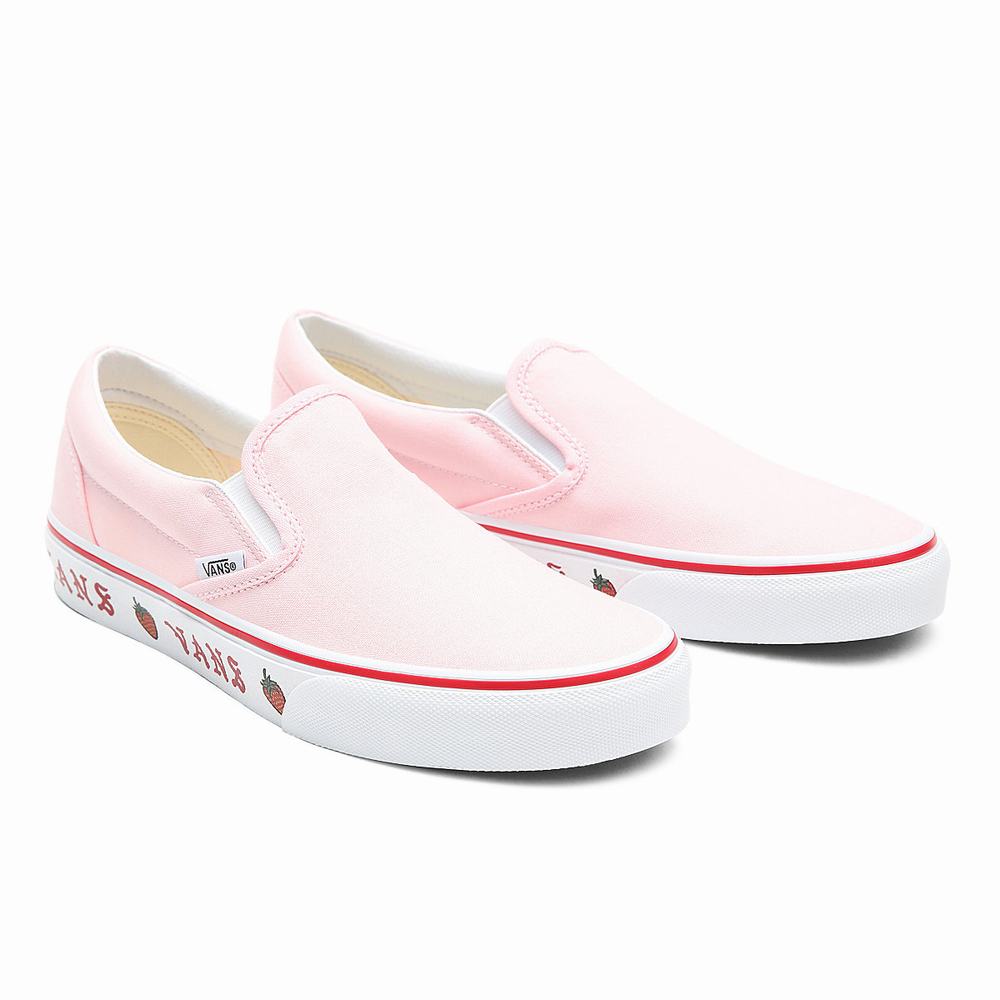 Women\'s Vans Sidewall Print Classic Slip On Shoes Pink | USA10986