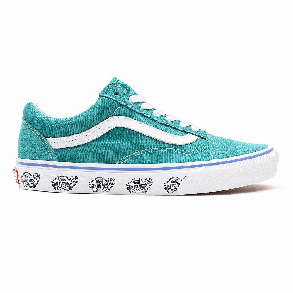 Women's Vans Sidewall Print Old Skool Sneakers Blue | USA03876