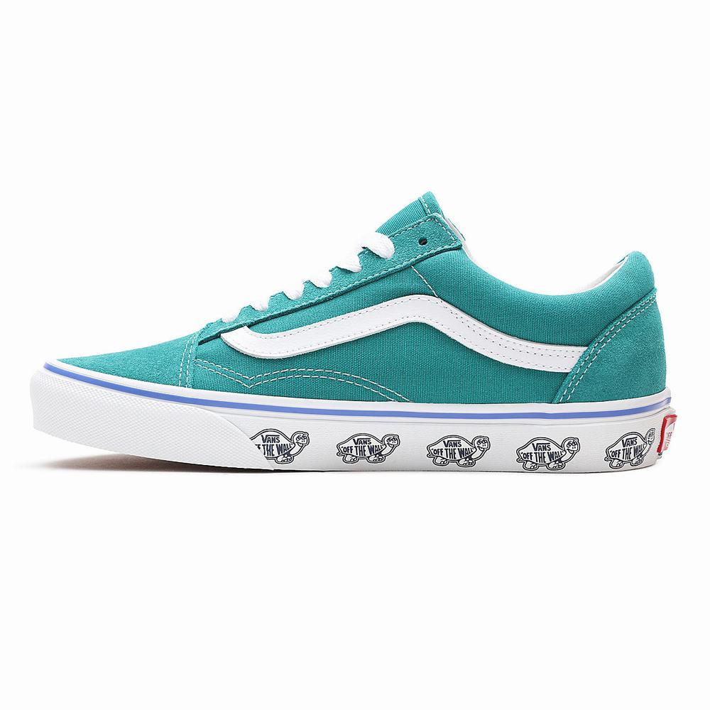 Women's Vans Sidewall Print Old Skool Sneakers Blue | USA03876