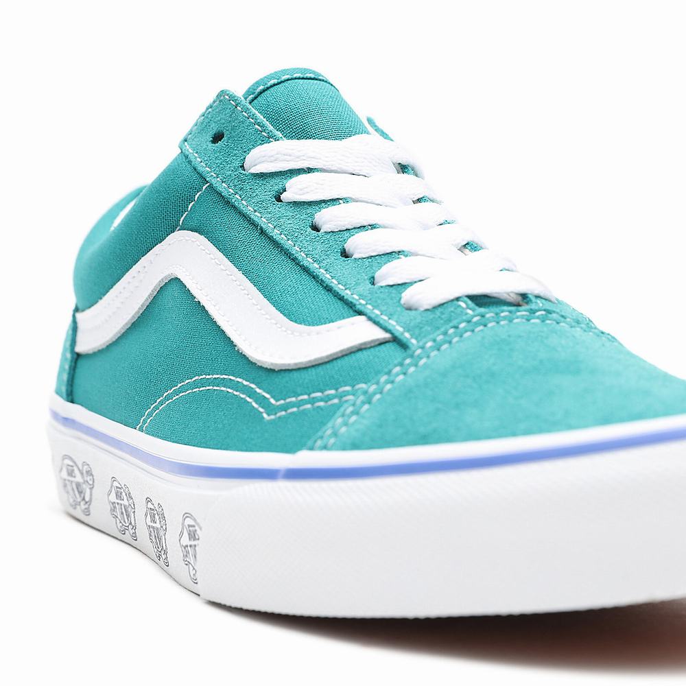 Women's Vans Sidewall Print Old Skool Sneakers Blue | USA03876