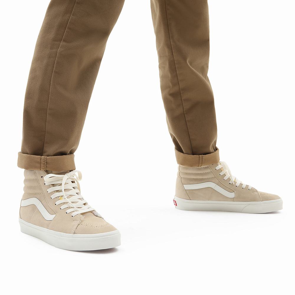 Women's Vans Sk8-Hi Sneakers Beige | USA30719