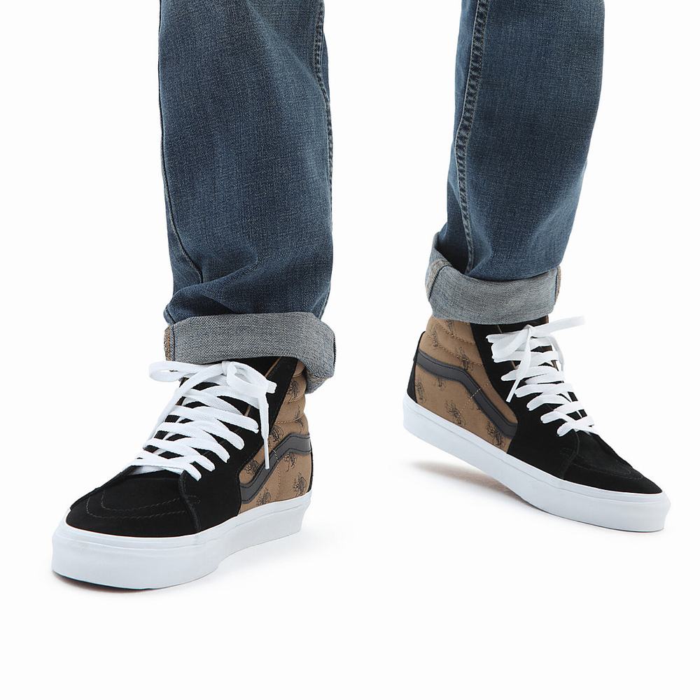 Women's Vans Sk8-Hi Sneakers Black / Brown | USA47158