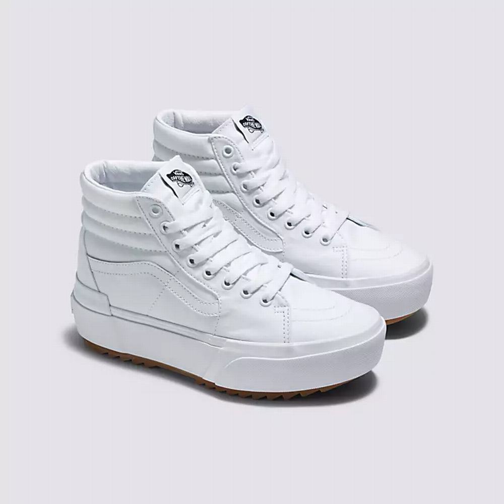 Women's Vans Sk8-Hi Stacked Suede/Canvas Sneakers White | USA39216