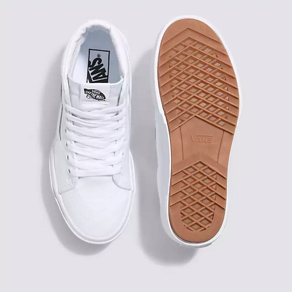 Women's Vans Sk8-Hi Stacked Suede/Canvas Sneakers White | USA39216