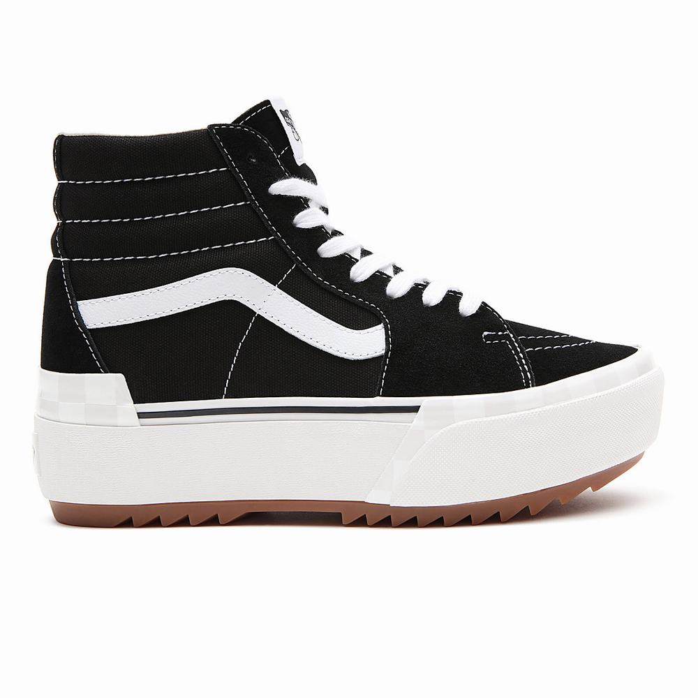 Women's Vans Sk8-Hi Stacked Suede/Canvas Sneakers Black | USA71596