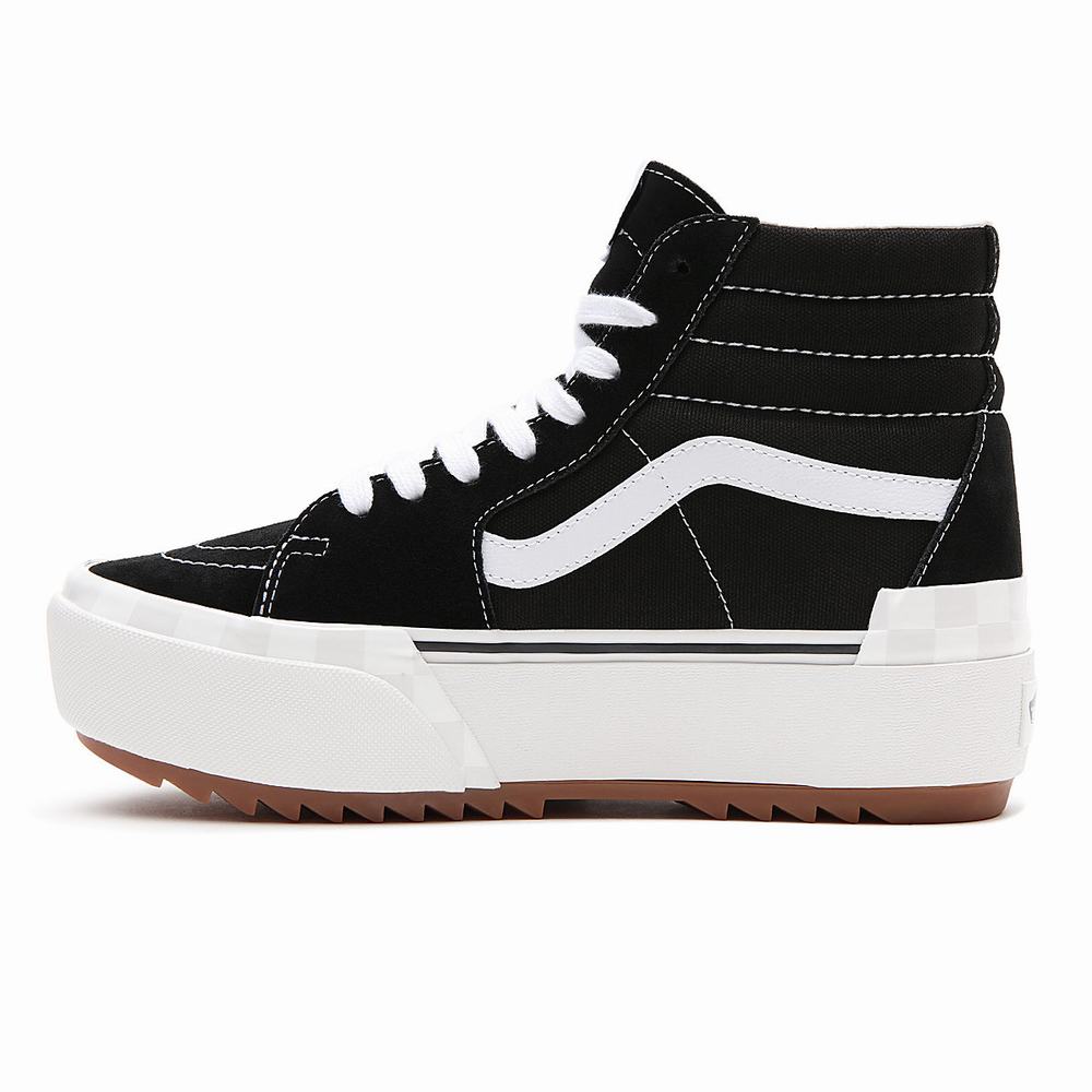 Women's Vans Sk8-Hi Stacked Suede/Canvas Sneakers Black | USA71596