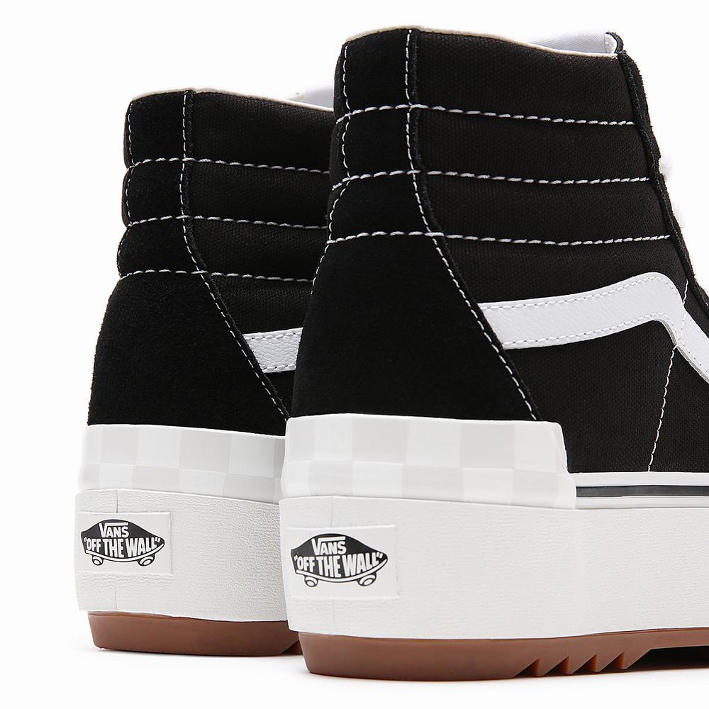 Women's Vans Sk8-Hi Stacked Suede/Canvas Sneakers Black | USA71596