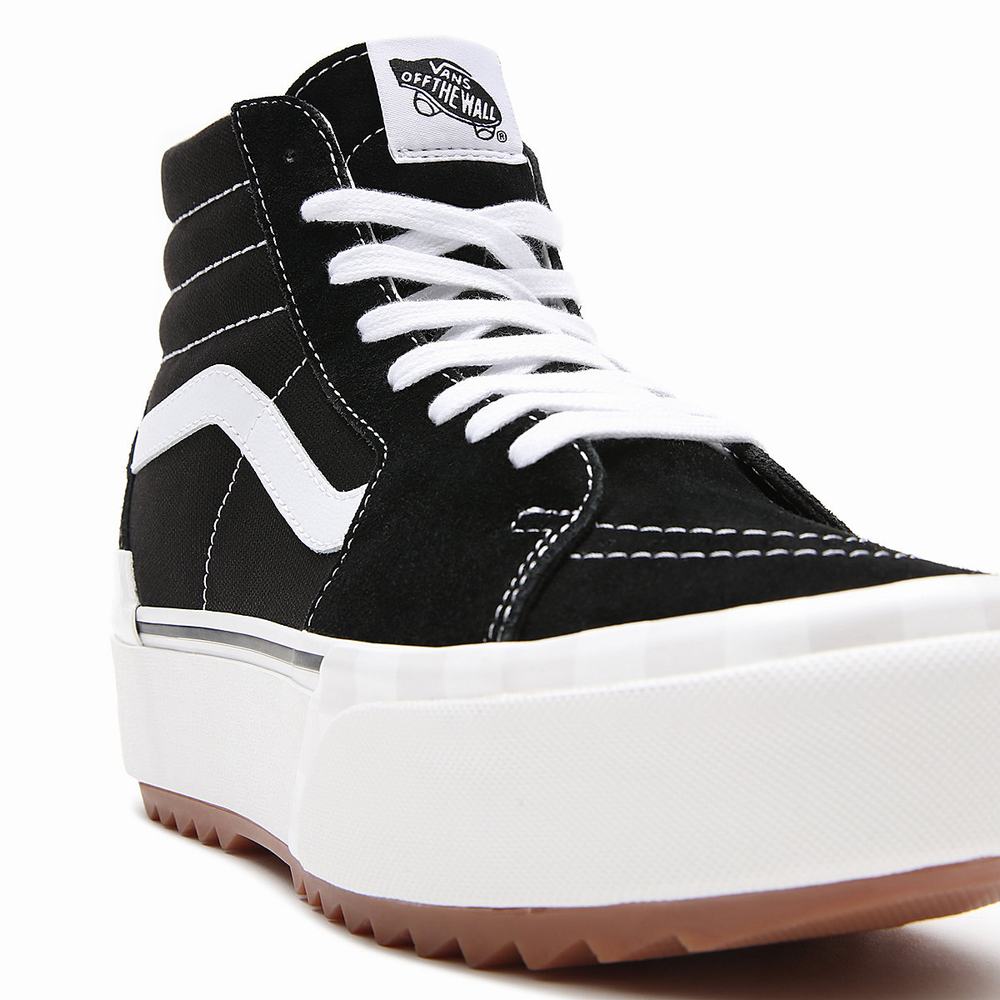 Women's Vans Sk8-Hi Stacked Suede/Canvas Sneakers Black | USA71596