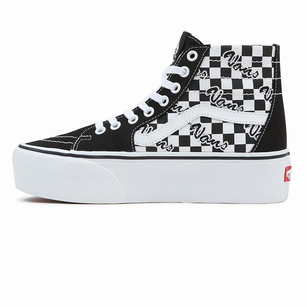 Women's Vans Sk8-Hi Tapered Stackform Platform Shoes Black | USA90318