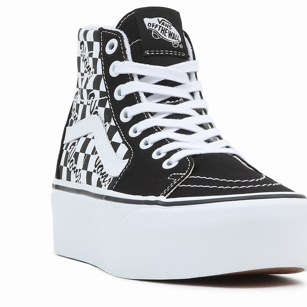 Women's Vans Sk8-Hi Tapered Stackform Platform Shoes Black | USA90318