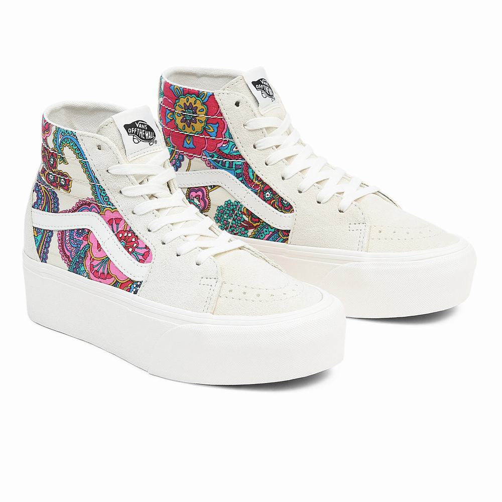 Women\'s Vans Sk8-Hi Tapered Stackform Sneakers Multicolor / White | USA39460