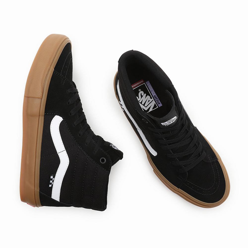 Women's Vans Skate Sk8-Hi Sneakers Black | USA07689