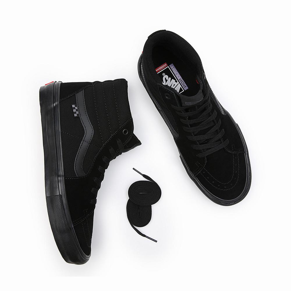 Women's Vans Skate Sk8-Hi Sneakers Black | USA76205