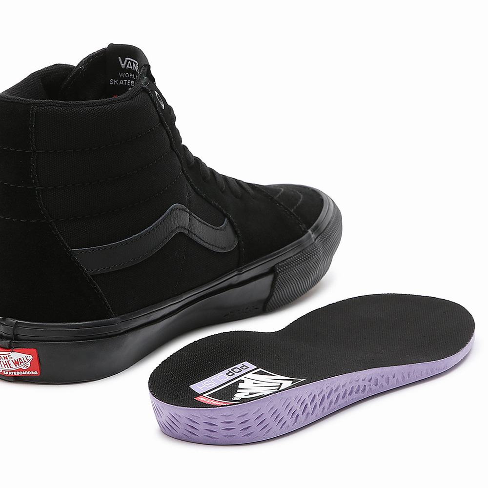 Women's Vans Skate Sk8-Hi Sneakers Black | USA76205