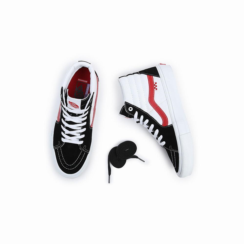 Women's Vans Skate Sk8-Hi Sneakers Black / White | USA81362