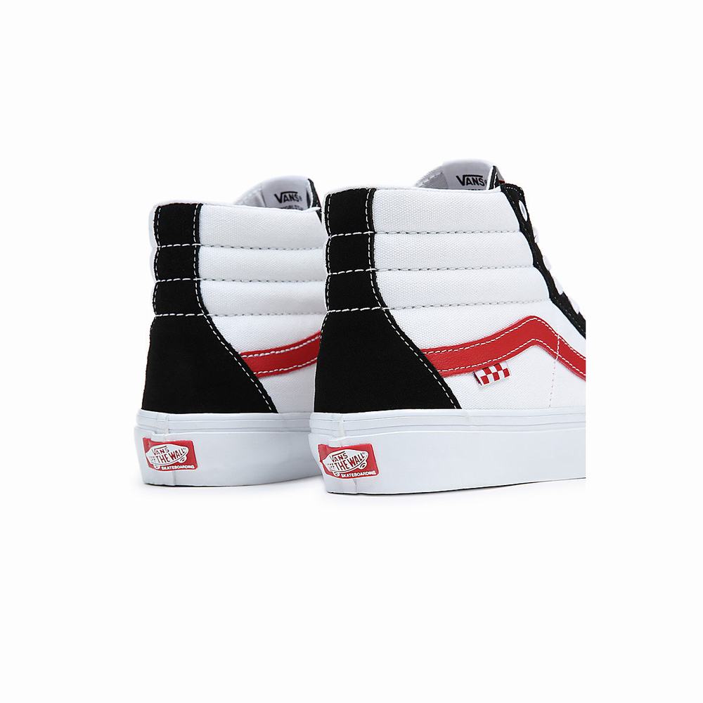 Women's Vans Skate Sk8-Hi Sneakers Black / White | USA81362