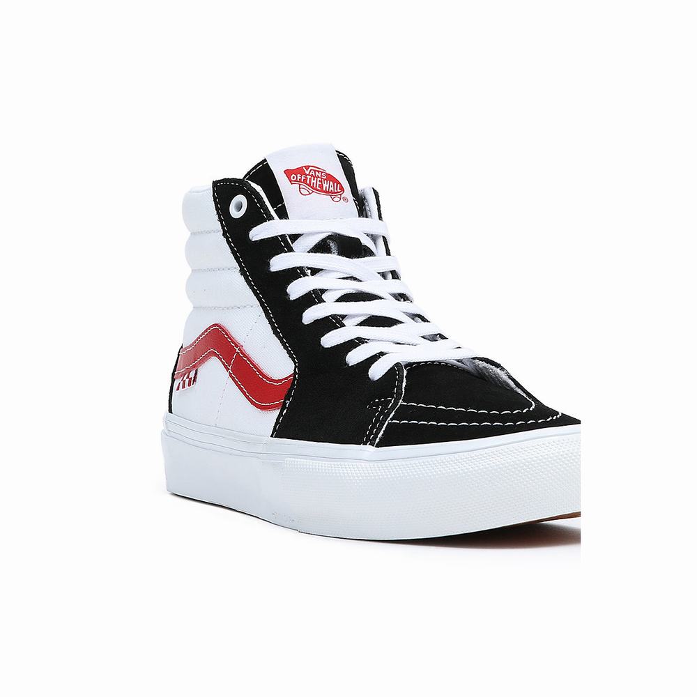 Women's Vans Skate Sk8-Hi Sneakers Black / White | USA81362