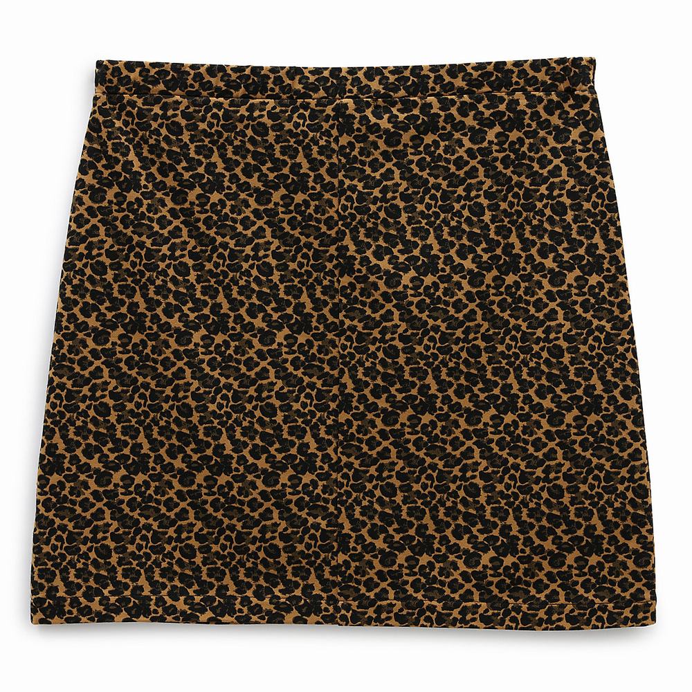 Women's Vans Strauberry Leopard Skirts Black / Brown | USA82370