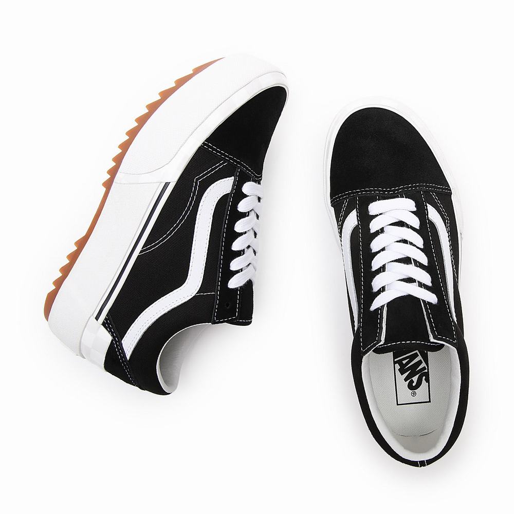 Women's Vans Suede/Canvas Old Skool Stacked Sneakers Black | USA64209