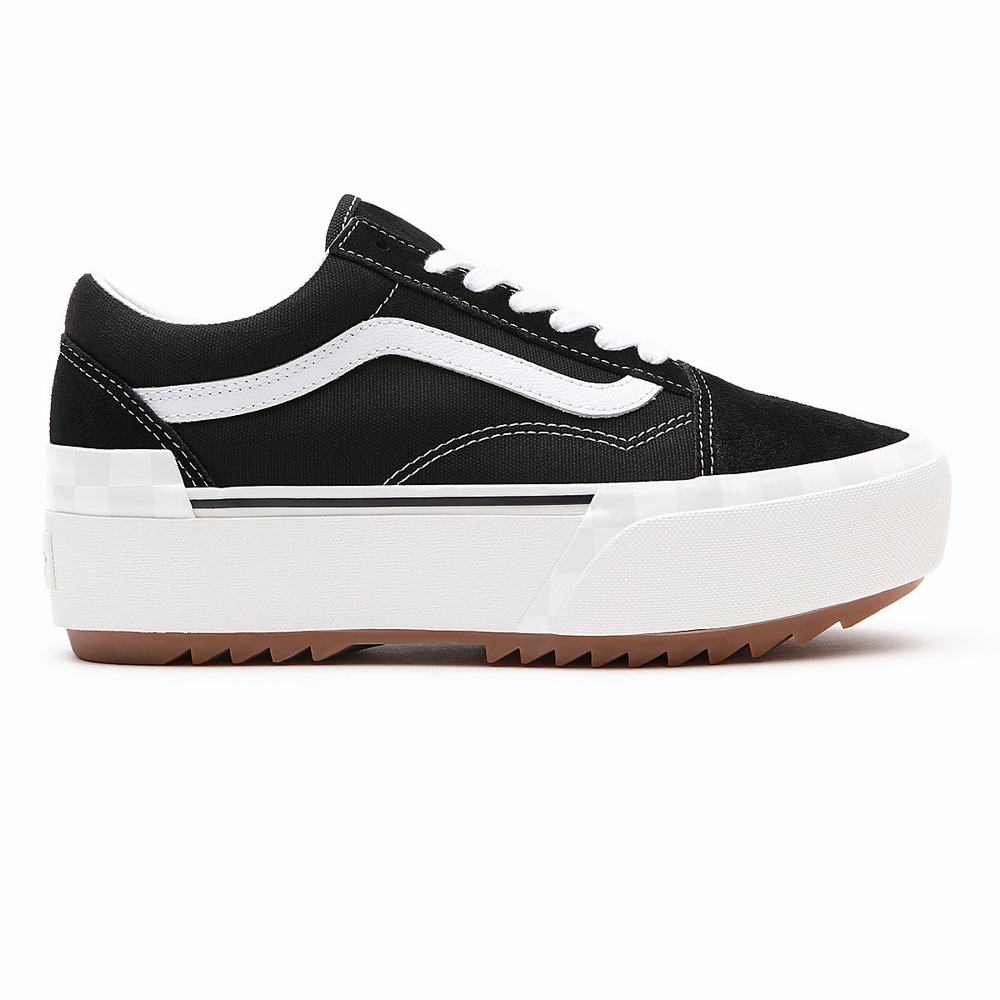 Women's Vans Suede/Canvas Old Skool Stacked Sneakers Black | USA64209