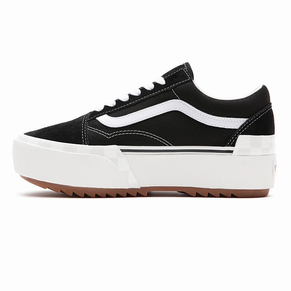 Women's Vans Suede/Canvas Old Skool Stacked Sneakers Black | USA64209