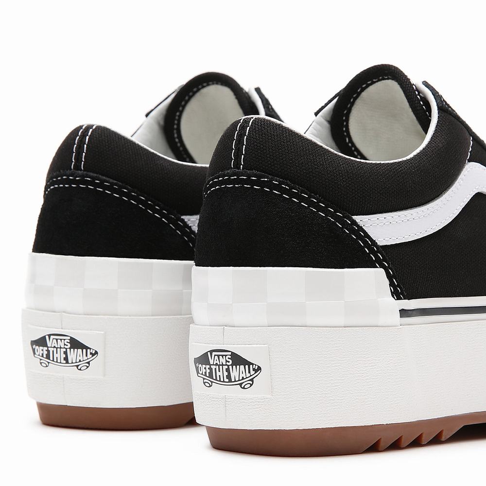 Women's Vans Suede/Canvas Old Skool Stacked Sneakers Black | USA64209