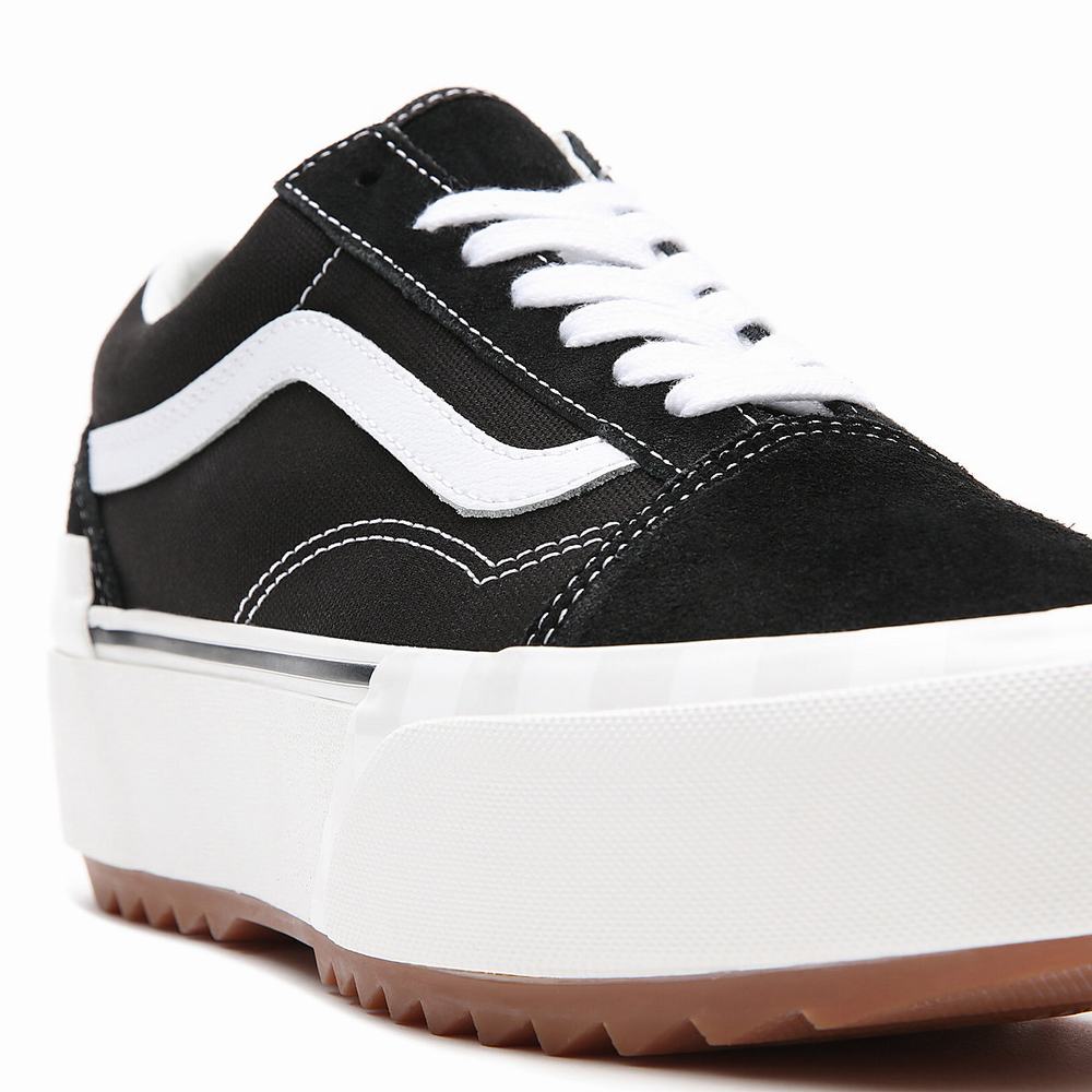 Women's Vans Suede/Canvas Old Skool Stacked Sneakers Black | USA64209