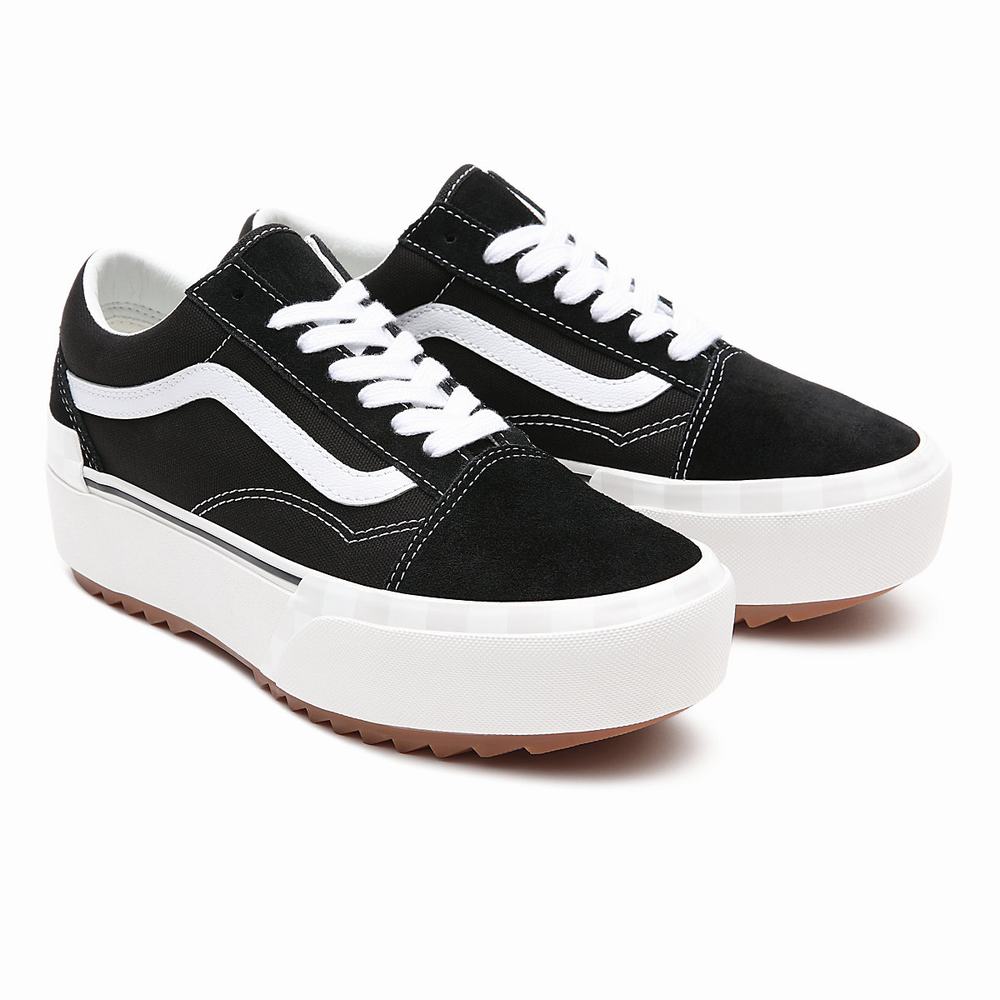 Women\'s Vans Suede/Canvas Old Skool Stacked Sneakers Black | USA64209