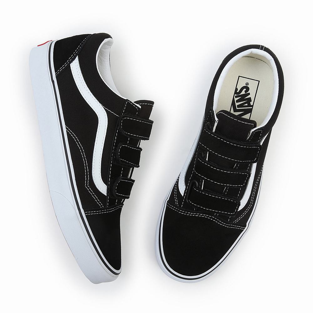 Women's Vans Suede Canvas Old Skool V Sneakers Black / White | USA60915