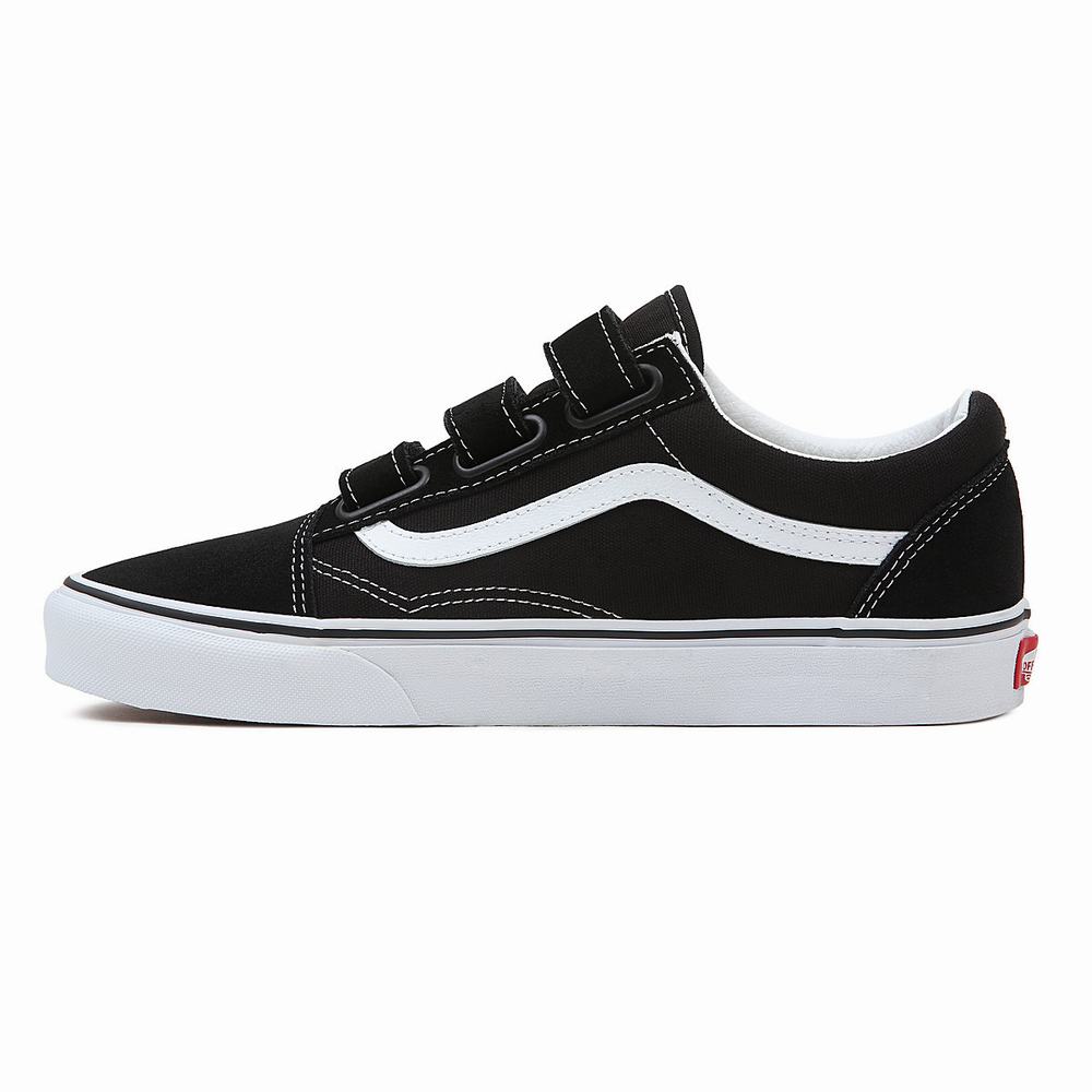 Women's Vans Suede Canvas Old Skool V Sneakers Black / White | USA60915