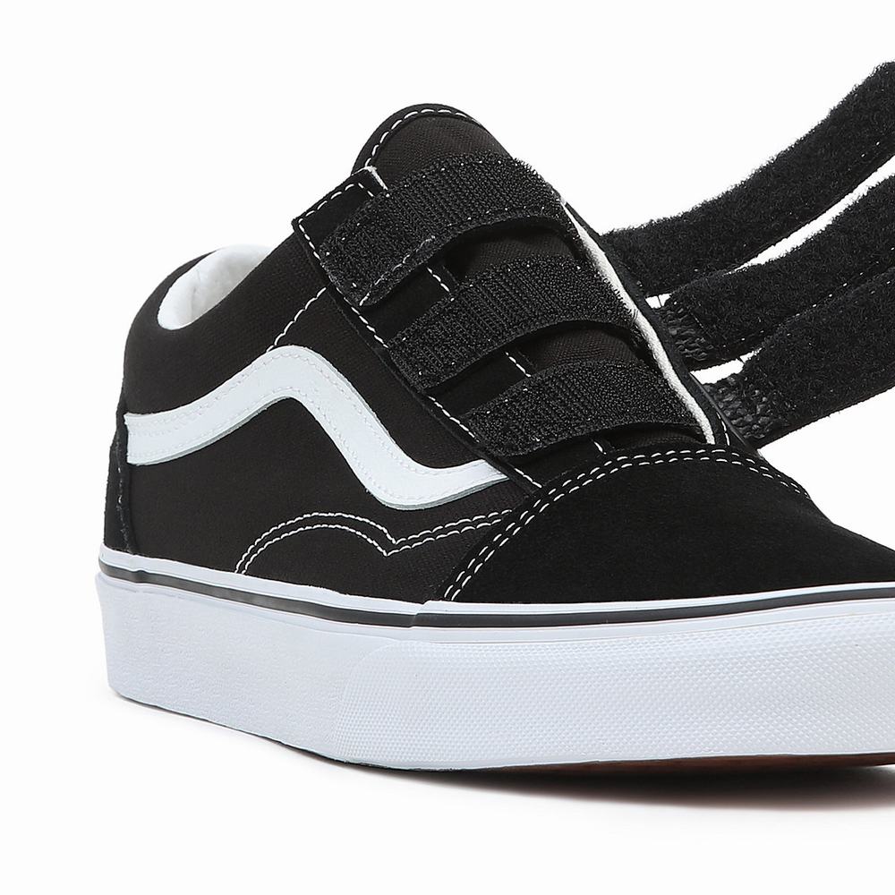 Women's Vans Suede Canvas Old Skool V Sneakers Black / White | USA60915