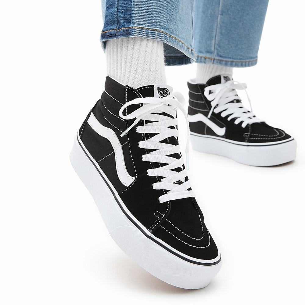 Women's Vans Suede Sk8-Hi Platform 2.0 Platform Shoes Black | USA45086