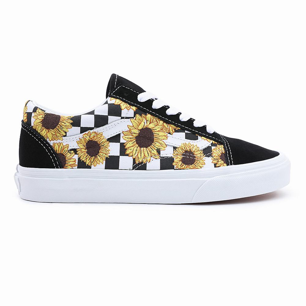 Women's Vans Sunflower Embroidery Old Skool Sneakers Black | USA28946