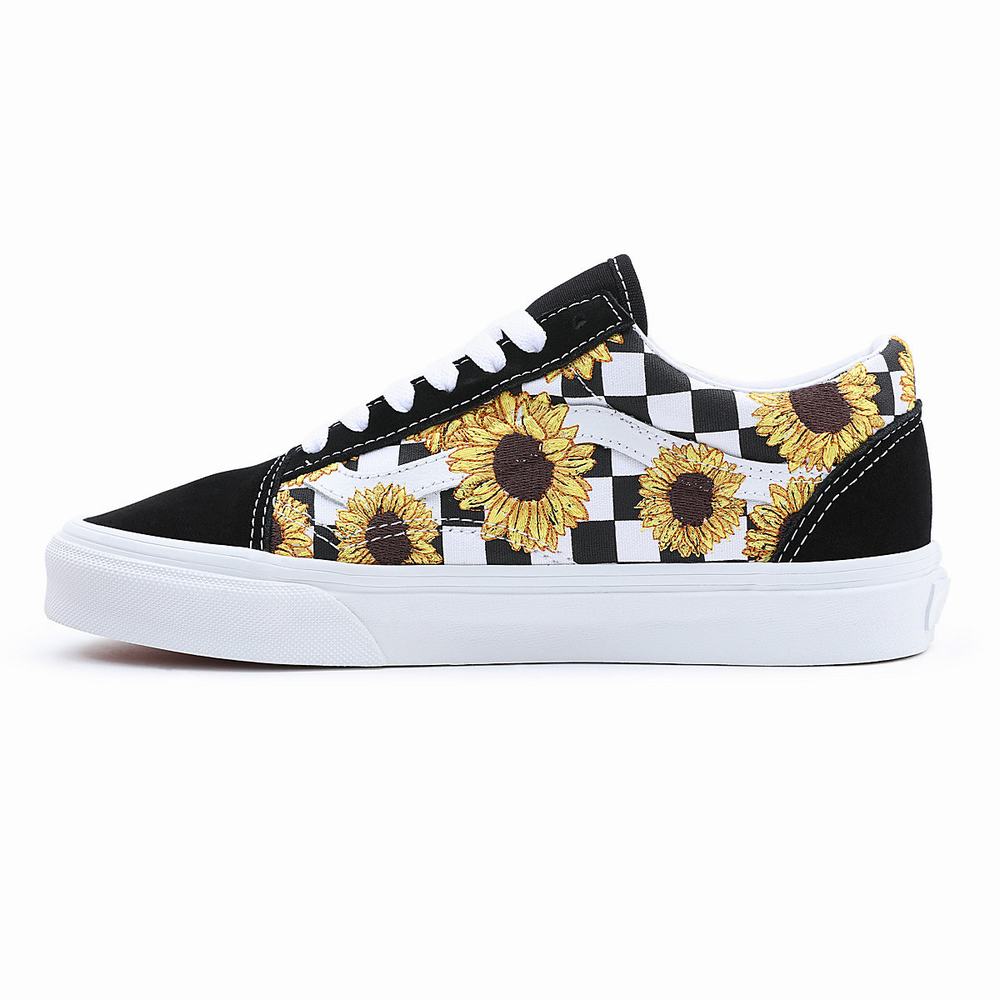 Women's Vans Sunflower Embroidery Old Skool Sneakers Black | USA28946