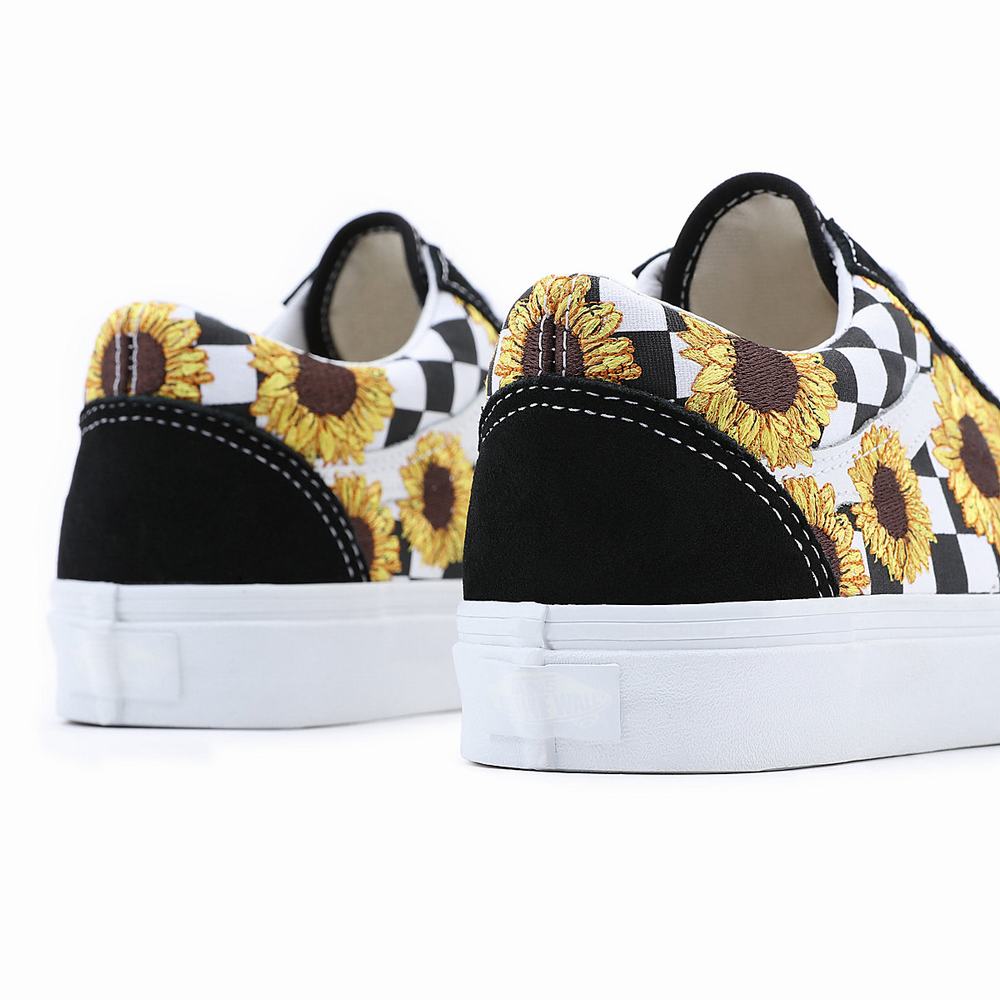 Women's Vans Sunflower Embroidery Old Skool Sneakers Black | USA28946