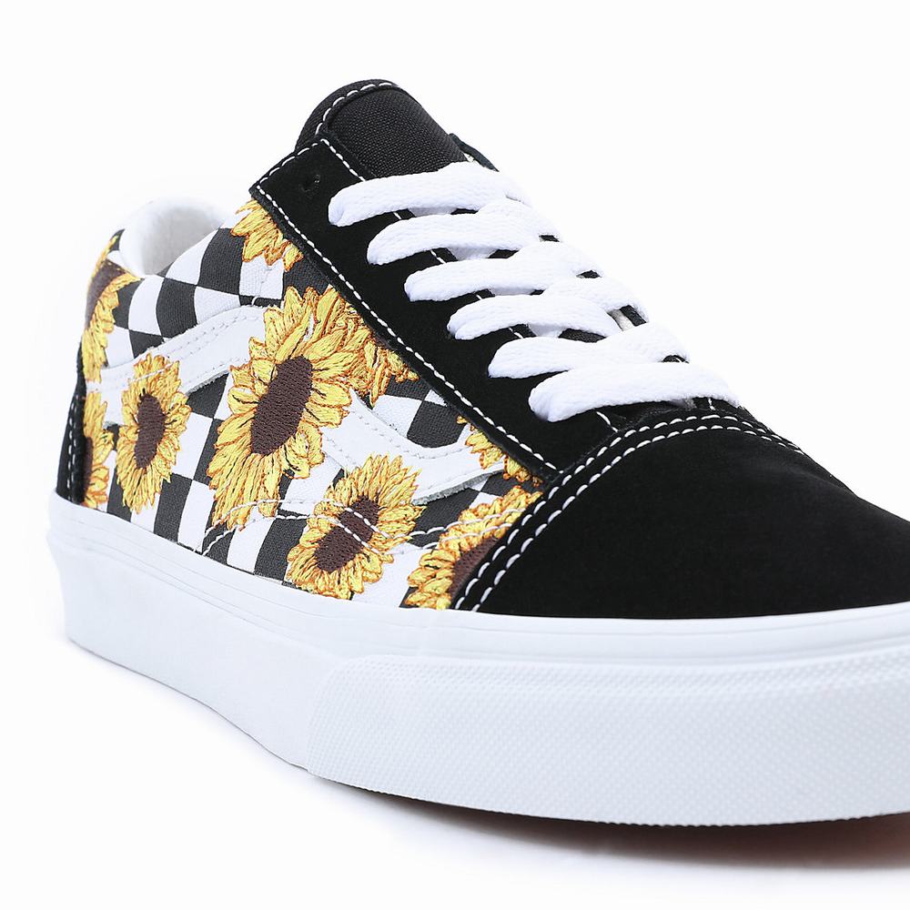 Women's Vans Sunflower Embroidery Old Skool Sneakers Black | USA28946