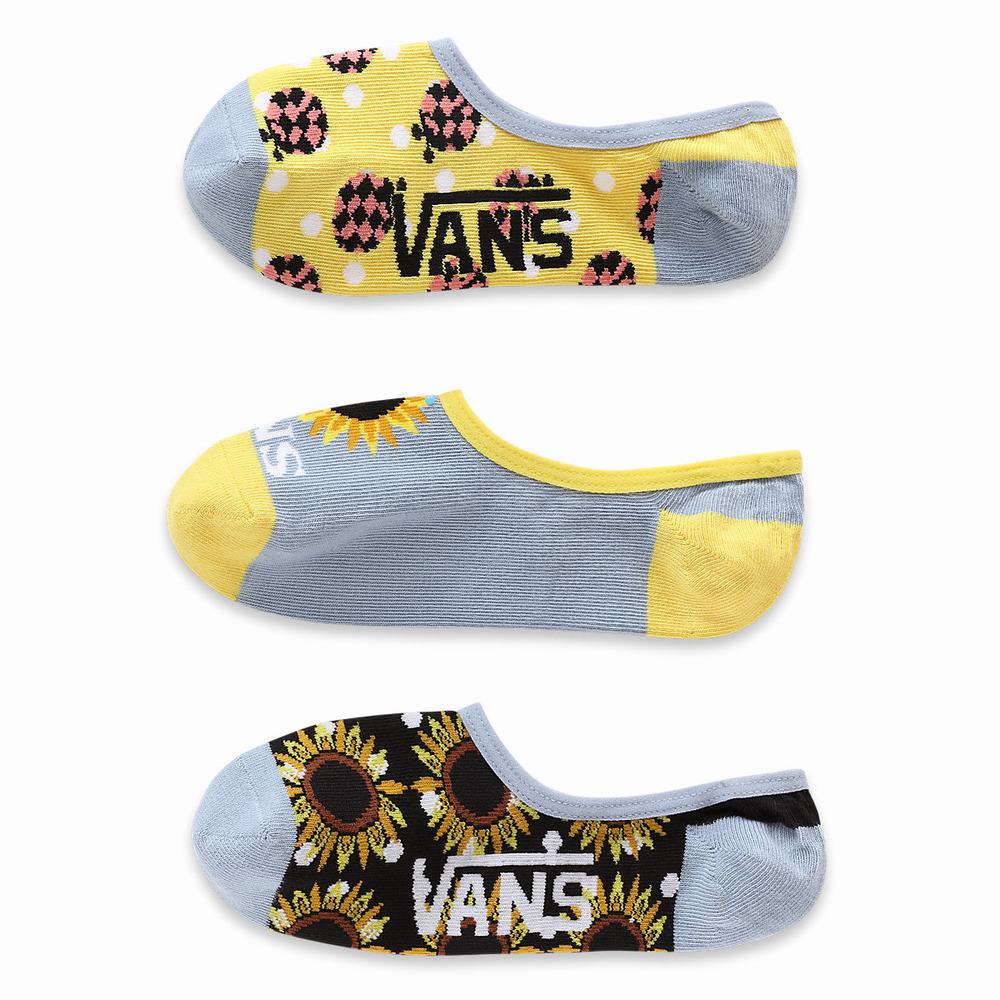 Women\'s Vans Sunflower Mix Canoodle (3 pairs) Socks Black / White | USA78190